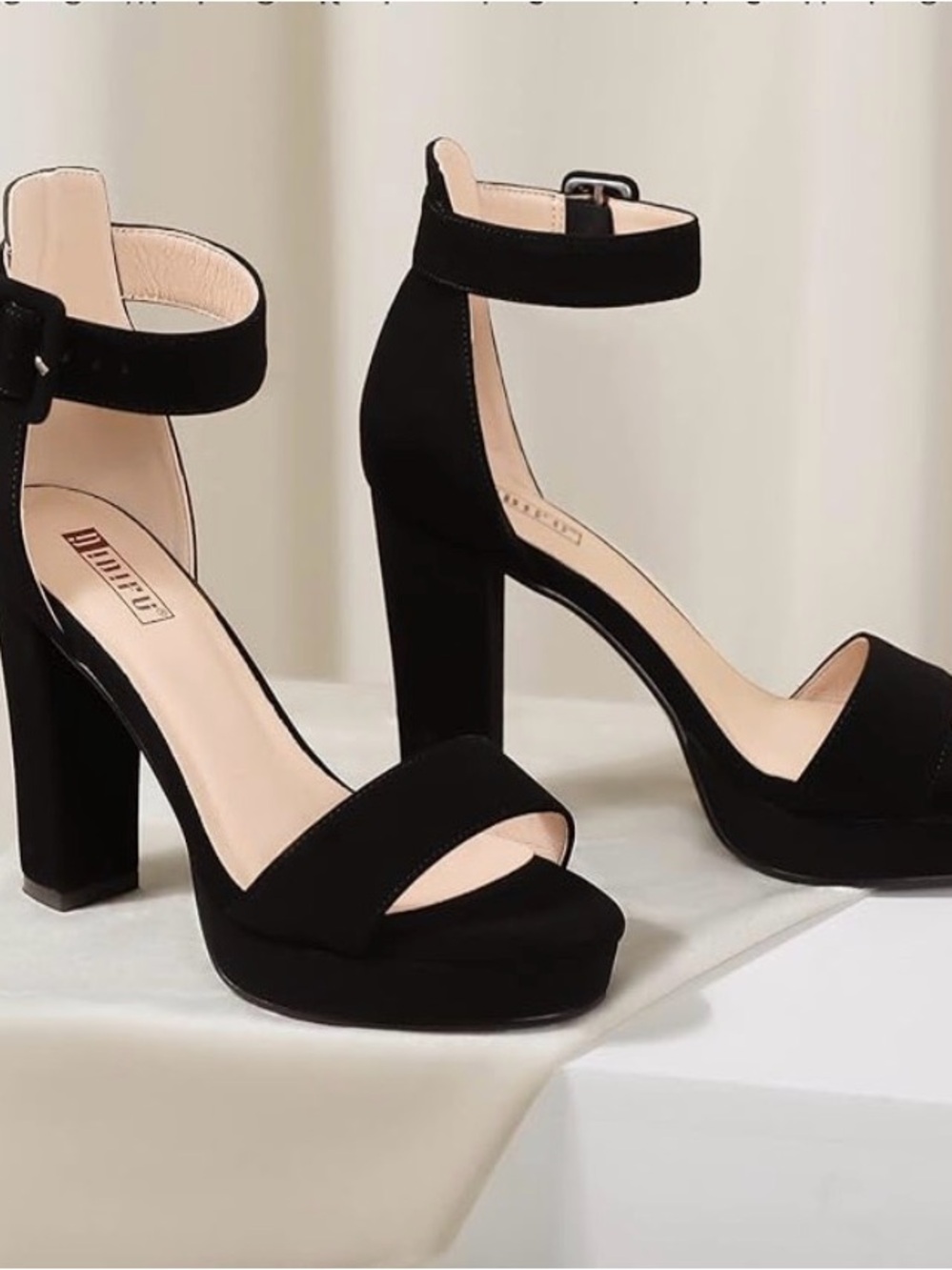 Black Ankle-Strap Platform High Heel Sandals
